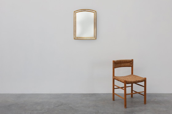 Image 1 of Mirror by Deknudt with marbled fume glass side panels in gilded wooden frame