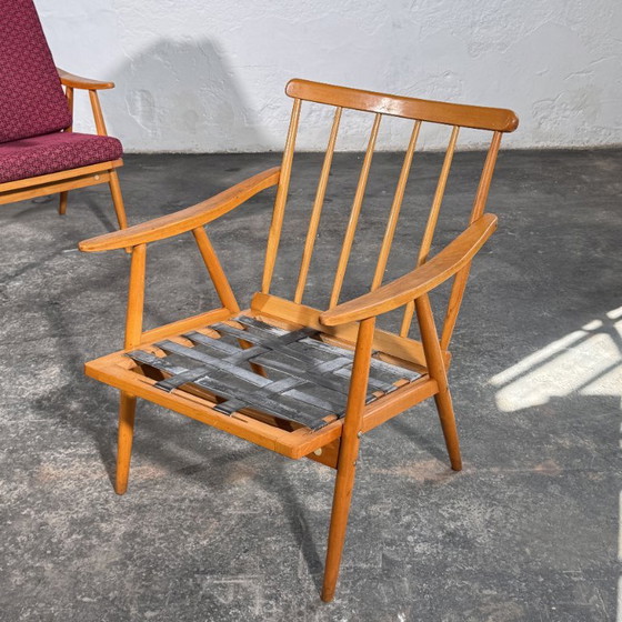 TON Stil Buchenholz Sessel, Paar, 1960er Jahre – Textile (photo 4 of 11)