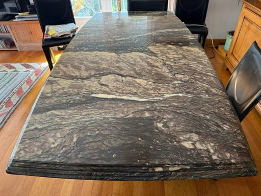 Table de salle à manger en marbre Roche Bobois années 80-90 – Piètement hexagonal
