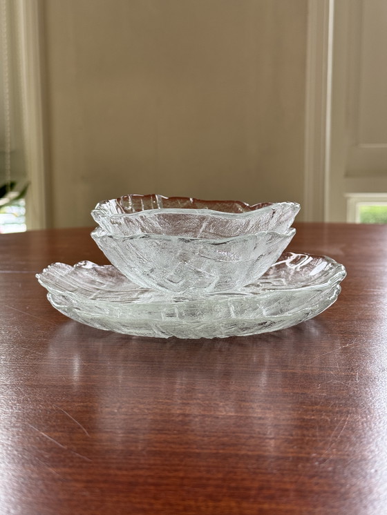 Image 1 of Vintage Sklo Union 'Mesto' set - brutalist Czech glass design by Václav Zajíc 1970s