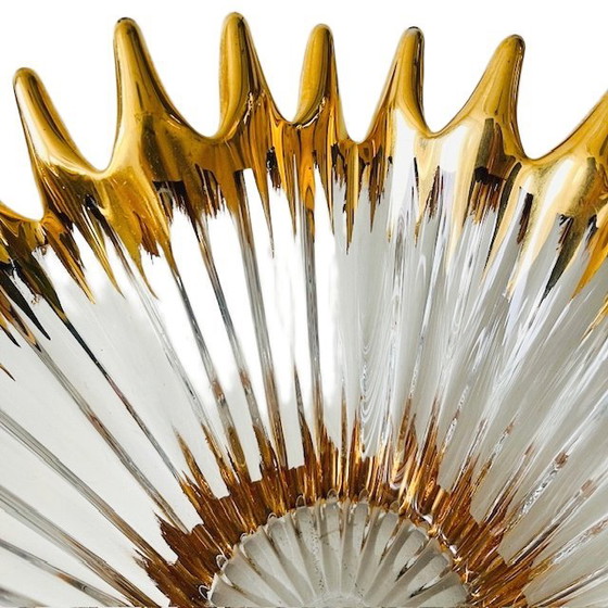 Image 1 of Ciotola in cristallo soffiato a bocca di metà secolo, placcata in oro, Cofrac Art Verrier, anni '60