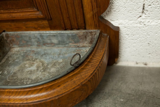 Image 1 of Vestiaire Napoléon III en noyer fin 19e, 3 miroirs, marbre