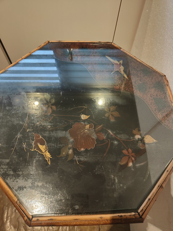 Image 1 of French Japanese bamboo and lacquer octagonal side table, circa 1880