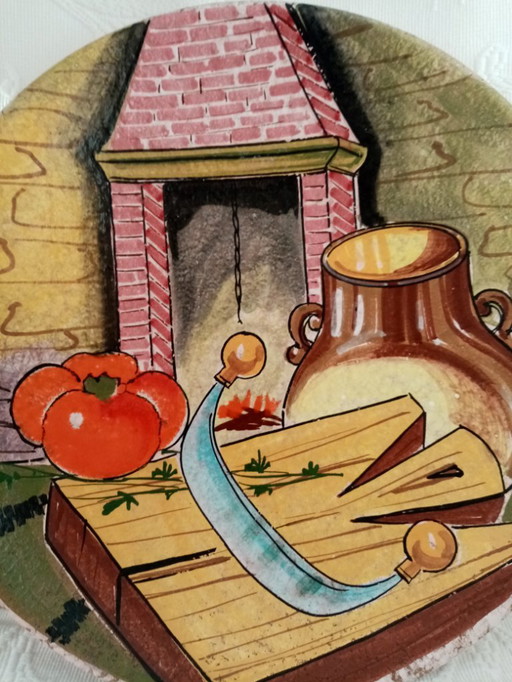 Assiette déco murale céramique italienne 60s (31cm)