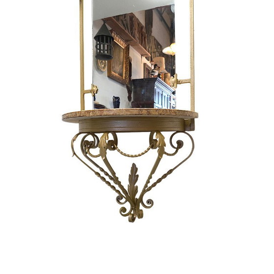 Image 1 of Console murale française vintage avec miroir, milieu du XXe siècle