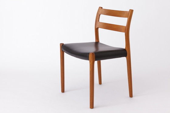 Image 1 of 5 Stühle Niels Otto Møller Modell 84 - dänische Esszimmerstühle aus Teakholz und Leder (1974) - Mid-Century Modern Design