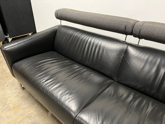 Image 1 of Livraison gratuite Leolux Black Leather Sofa 215X95