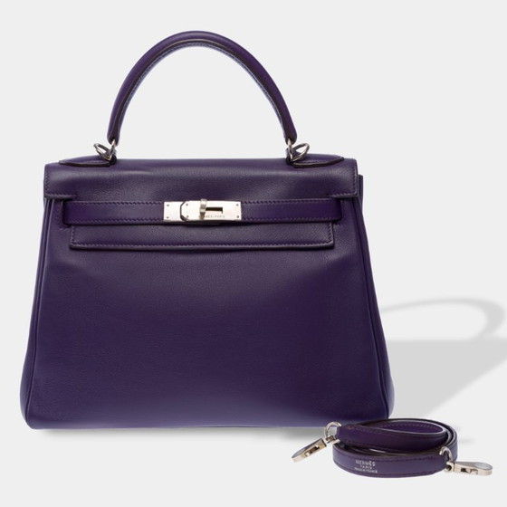 Image 1 of HERMES Kelly 28 in Purple Leather