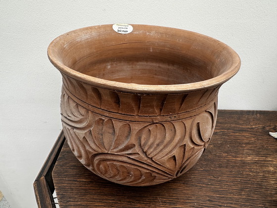Image 1 of Vintage handmade ceramic planter H 19 cm / D 24 cm