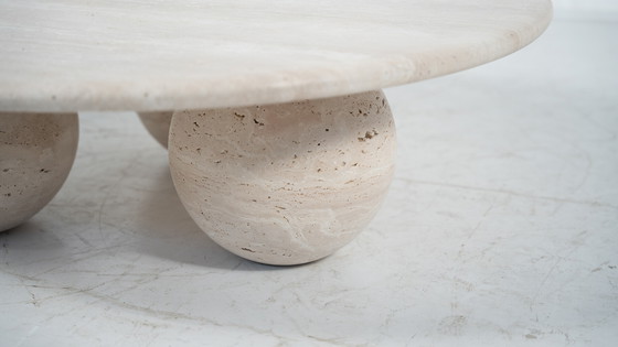 Image 1 of Contemporary Round Travertine Coffee Table, Italy