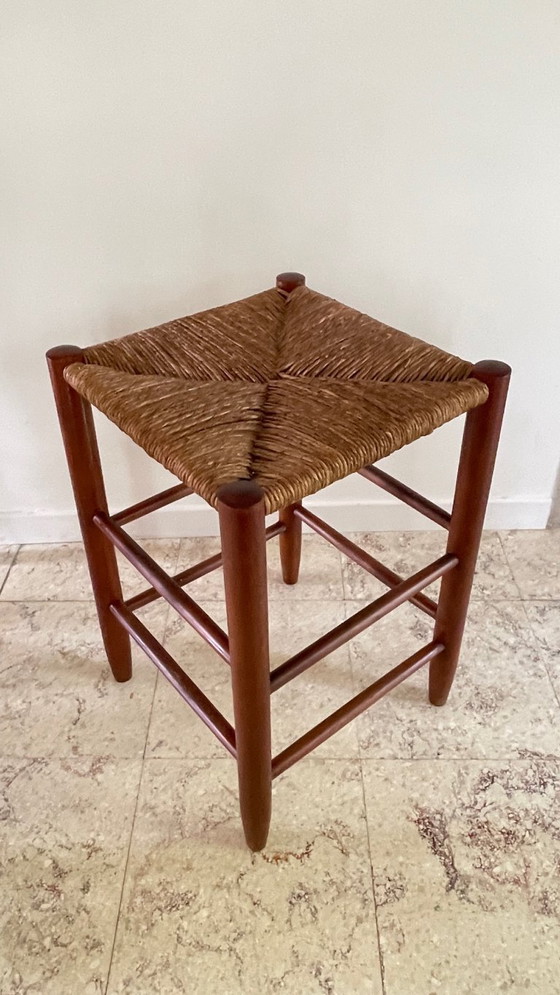 Image 1 of Vintage Geometric Straw Stool