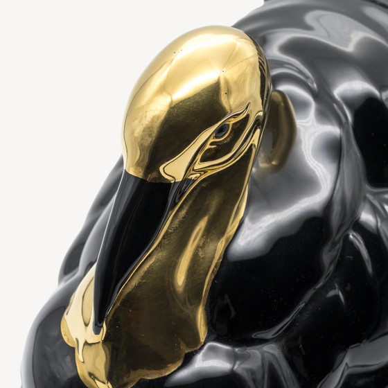 Image 1 of Goebel Westdeutschland – Große schwarz-goldene Truthahnskulptur (Modell 32060-22)