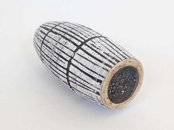 Image 1 of Scheurich Keramik Bambus Europ Linie West-Duitsland Zwart Wit Lava Glazuur Vaas