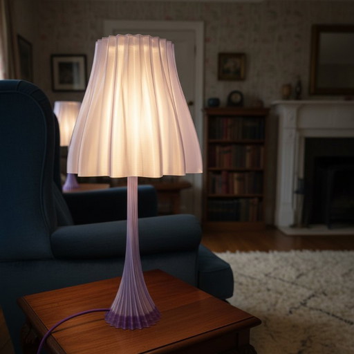 Lilac Pleated Table Lamp – Modern Design Lamp – Soft Ambient Lighting – Home Decor