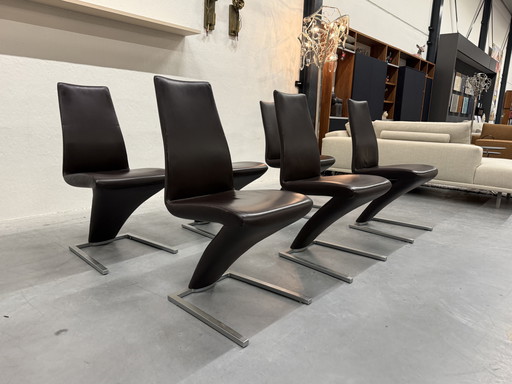 6 Rolf Benz 7800 Dining Chairs Brown Leather