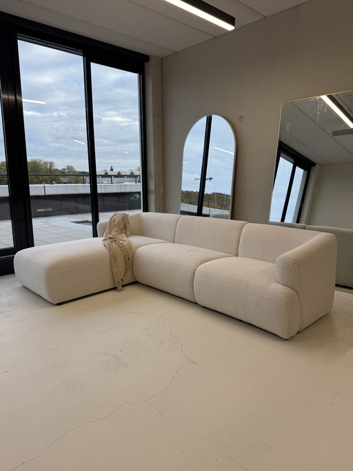 Canapé d'angle Japandi blanc cassé Bouclé