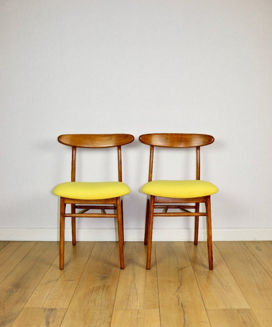 Image 1 of Sedie gialle vintage di Hałas, anni '70, set da 4