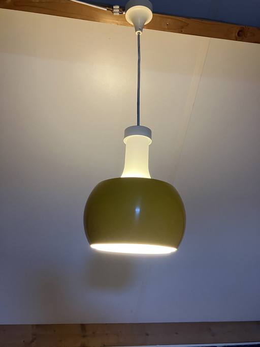 Staff P118 Yellow Pendant Lamp Milk Glass And Aluminum Shade