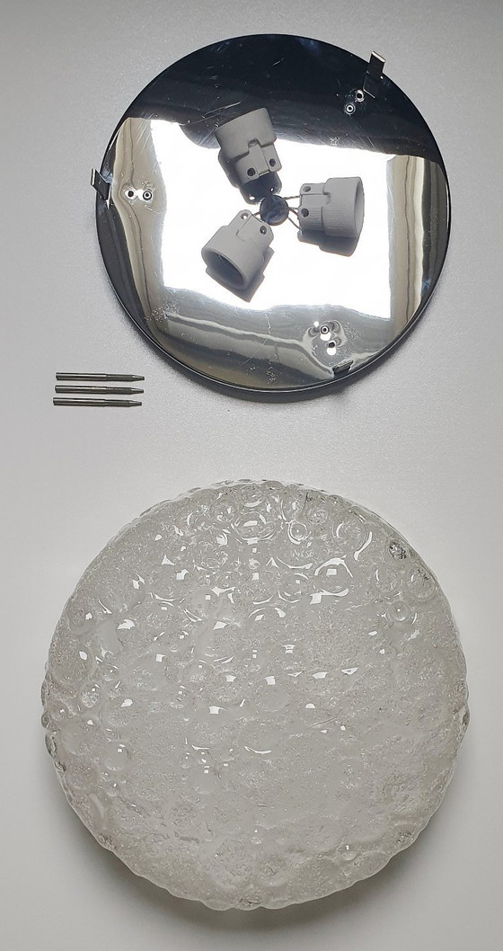 Lámpara de techo Hillebrand Murano Ice Glass de la década de 1970. – Plafones, Chrome (photo 14 of 35)