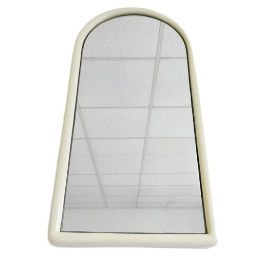 Vintage space age mirror cream white plastic 1970's