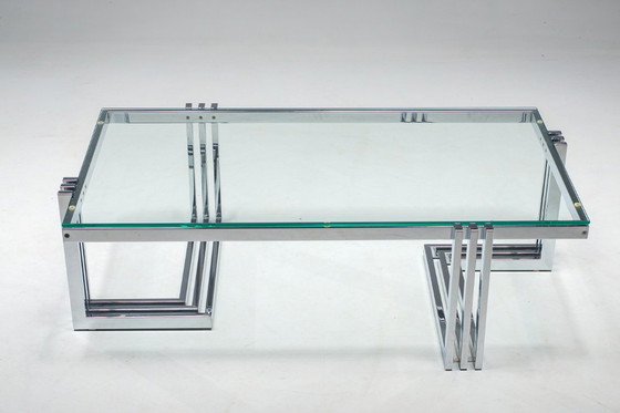 Image 1 of Vintage salontafel in chroom en glas, jaren 1960