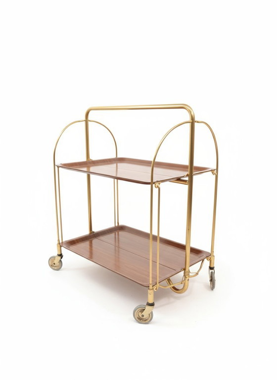 Image 1 of Mesa de comedor de los años 60, carrito auxiliar, fabricante Gerlinol