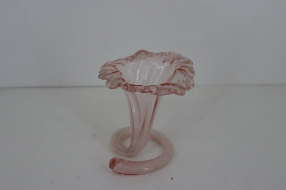 Image 1 of Vintage Italian Murano Style Lily Vase / Trumpet Vase – Pink Glass