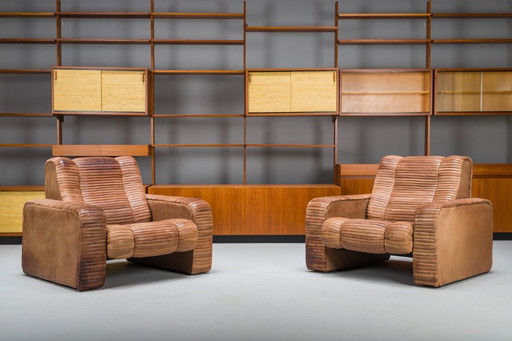  Set of 2 Armchairs in Patchwork Leather by Ernst Lüthy for De Sede