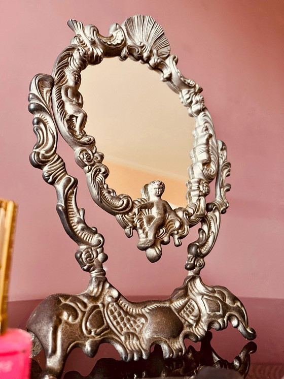 Image 1 of 🩶 Miroir/miroir de coiffeuse rococo en fonte italienne 🩶
