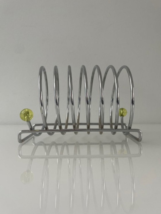 Image 1 of Porta toast cromato postmoderno vintage con dettagli al neon
