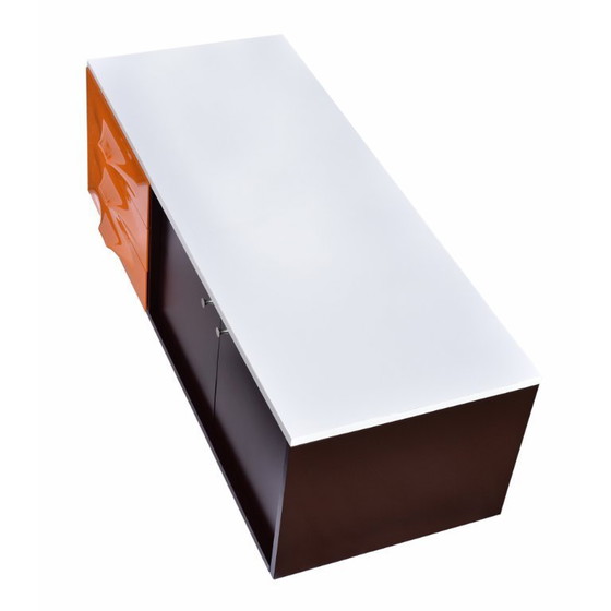 Image 1 of Restored Raymond Loewy Brown Orange and White DF-2000 TV Stand Credenza