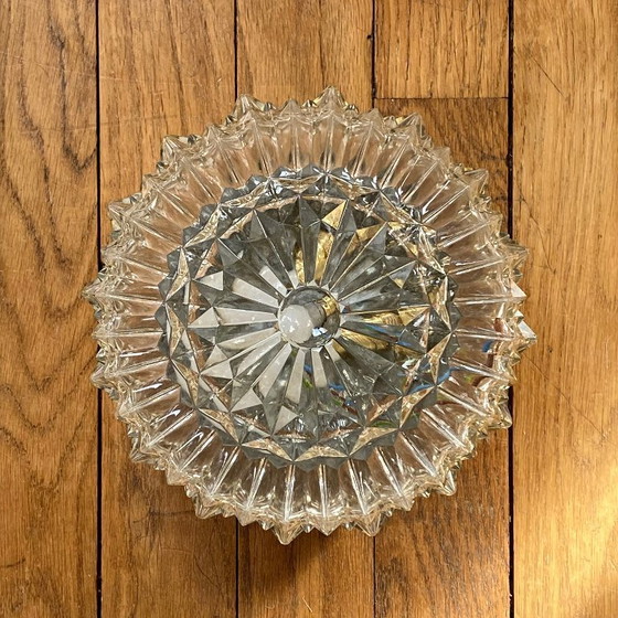 Image 1 of Lampada da parete/soffitto in vetro stampato, illuminazione vintage anni '70-'80