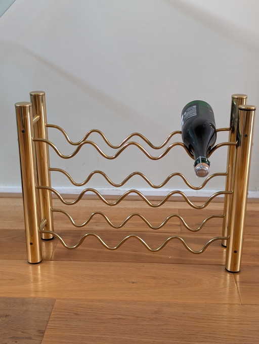 Vintage messing design flessenhouder / wijnrek uit Frankrijk, ca. 1970. – Copper (photo 2 of 5)