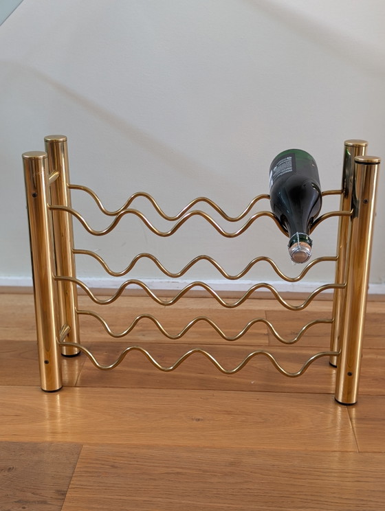 Vintage messing design flessenhouder / wijnrek uit Frankrijk, ca. 1970. – Copper (photo 2 of 5)