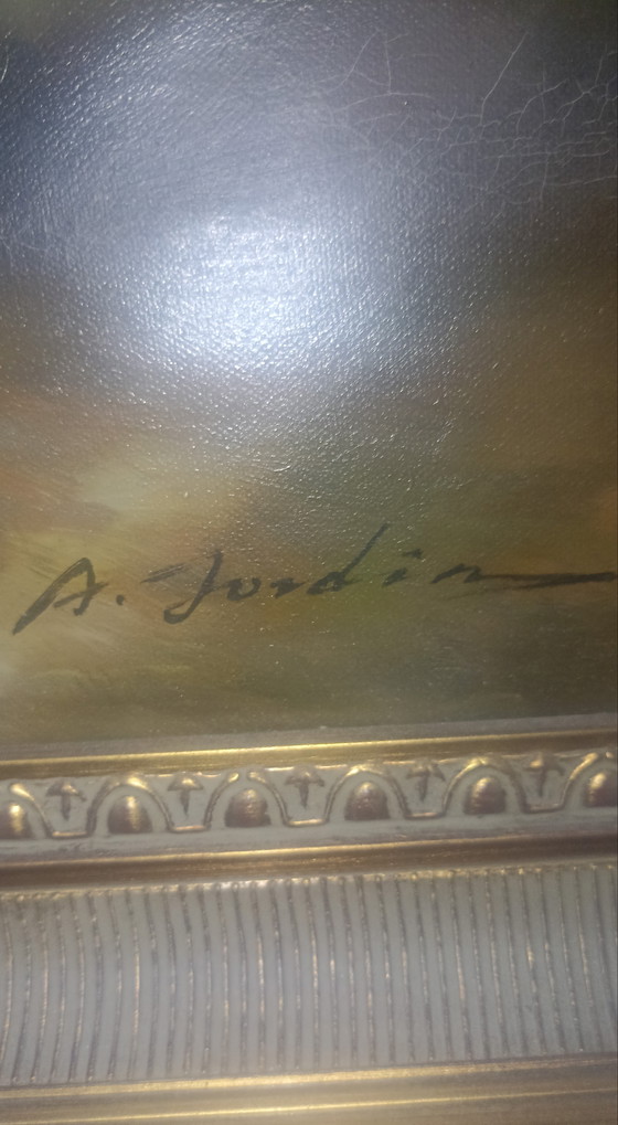 Image 1 of Impressive Floral Still Life "A. Jordin" – 120 cm high – Includes Luxury Frame