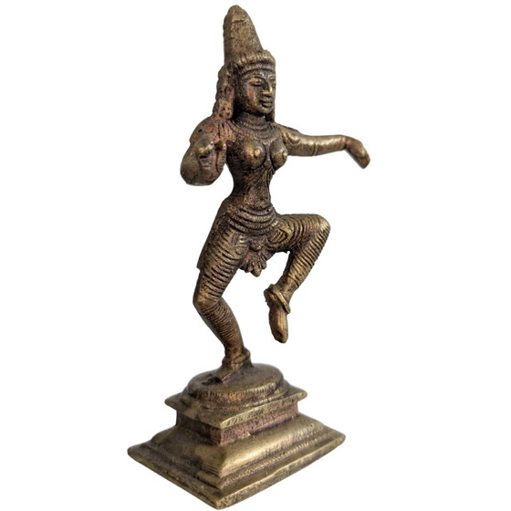 Antique Bronze Indian Dancing Goddess (Parvati) – Hand-cast – 14 cm – Sculpture (photo 2 of 9)