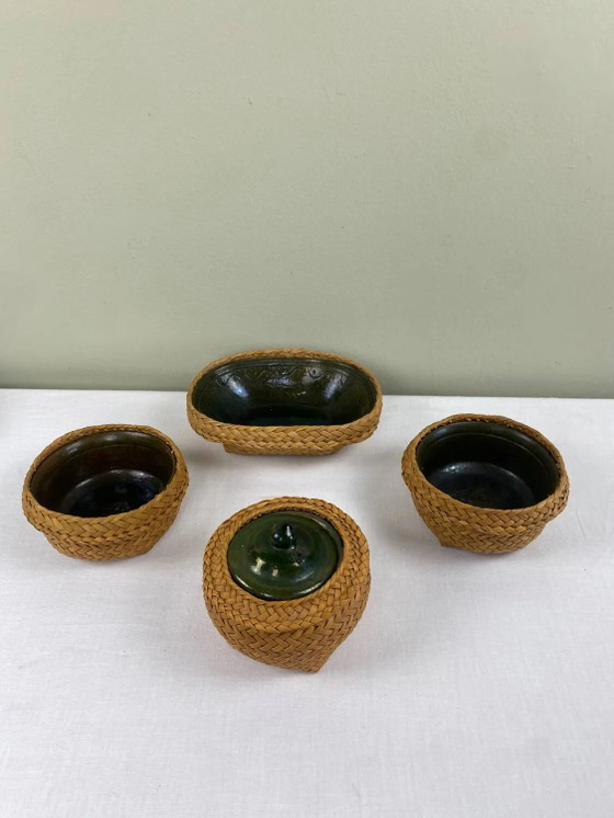 Vintage ethnic service – Crockery, Wicker, Ceramic (photo 20 of 21)