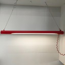 Grote brede vintage Massive fluorescente pop art style plafond tube lamp (rood)  