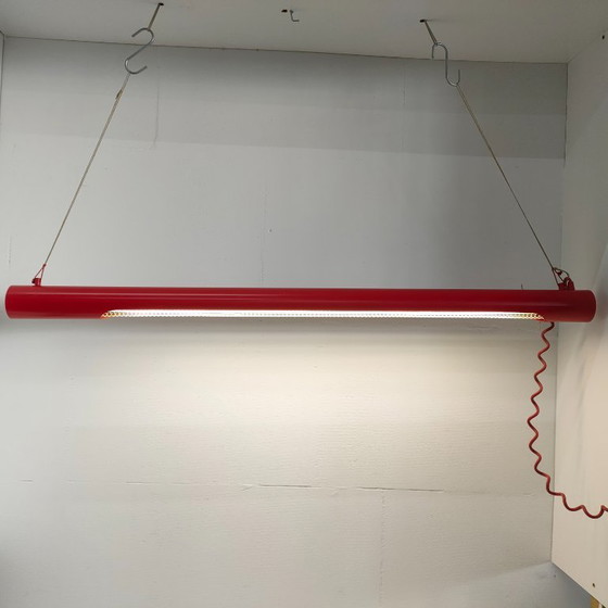 Image 1 of Ampia lampada vintage a tubo fluorescente massiccia in stile pop art da soffitto (rosso)