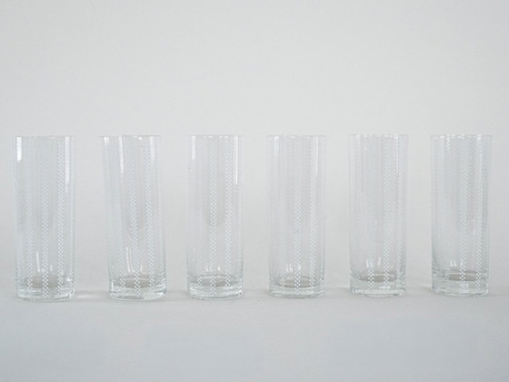 Image 1 of Set van zes glazen, Op Art, jaren 60, gemaakt in Italië.