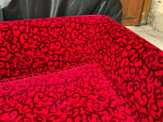 Bretz Monster Sofa / Red Rose Pattern Velvet Couch / Luxury German Design – Couches, Vintage (photo 5 of 7)