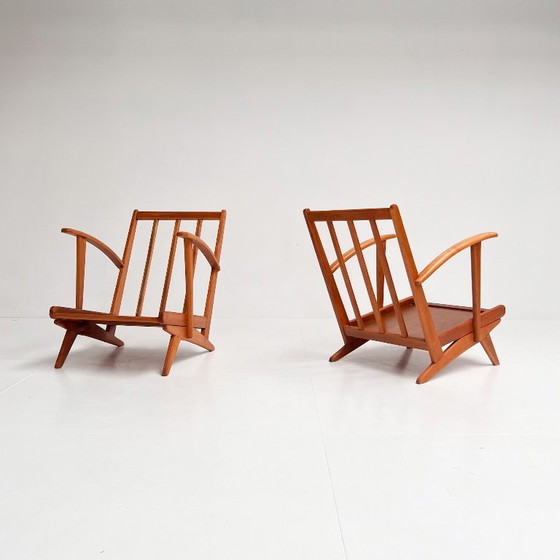 Image 1 of Poltrona in legno con struttura a fuso, stile metà secolo, anni '60 (singola unità)
