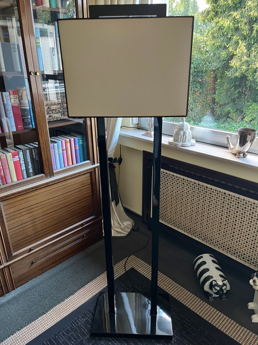 Lampadaire design Lambert „Naoko“ – Laque piano noire & Coton