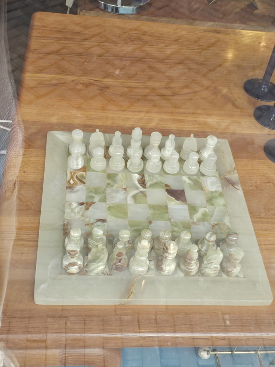 Image 1 of Vintage Onyx Chess Set Chessboard Chess Set Marble