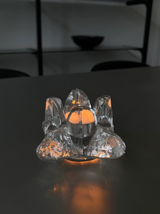 Photophore en cristal "Snowstar" vintage Kosta Boda par Ann Warff
