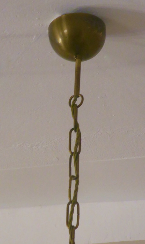 Vistosi kroonluchter met 28 gefacetteerde amberkleurige glazen schijven, Italië, jaren 60. – Plafondlampen (photo 8 of 8)