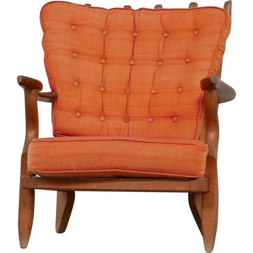 Poltrona Repos in rovere di metà secolo di Guillerme et Chamron, Francia anni '50