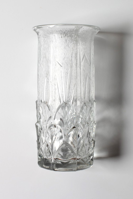 Image 1 of Mid-Century Textured Glass Vase: Fidenza Italian Leaf Pattern, 1970s