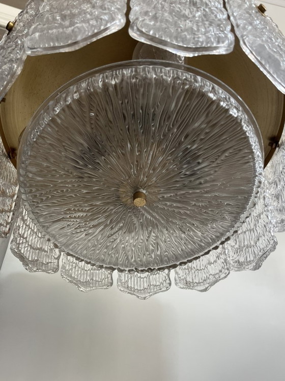 Klassische Frosted Ice Pendelleuchte, Doria Leuchten, Pendelleuchten, Messing, Glas, Gold (Foto 6 von 9)