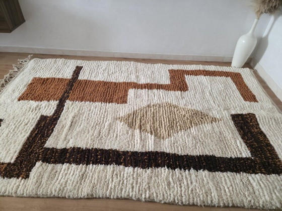 Image 1 of Handgeweven Marokkaans Berber wollen tapijt 3x2m | Abstract Beni Ourain tapijt